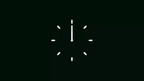 White clock icon 24 hours loop animation. Stopwatch Alpha channel dark turquoise background 4k video.