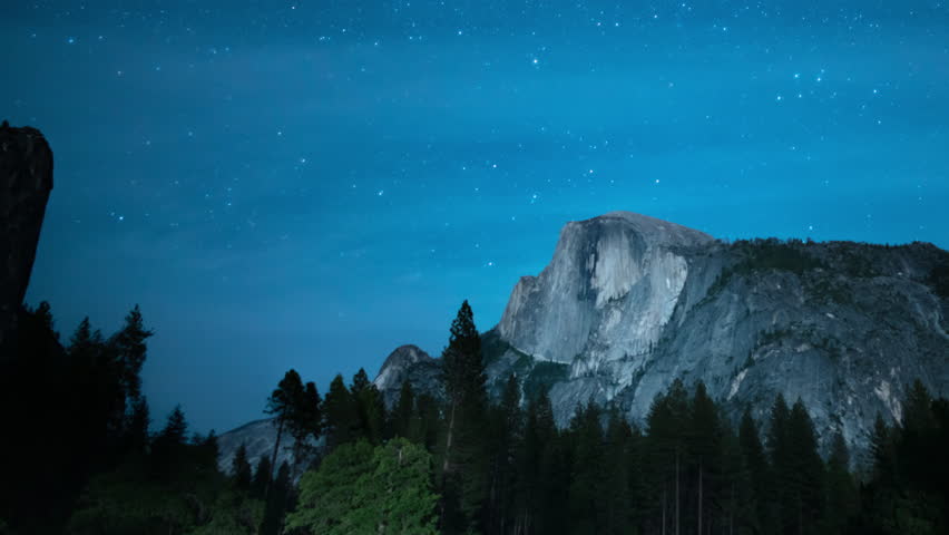 Yosemite National Park Stars Above Half Dome from Curry Village Pan R Sierra Nevada Mountains California USA