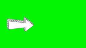 3d doodle Arrow pointing to the right left up down. arrow movement direction. animation video on green screen background.