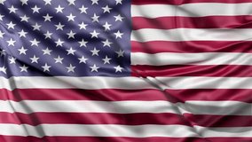 US American Flag Blowing Close Up. US Flags Motion Loop HD resolution USA Background. USA flag Closeup 1080p Full HD video