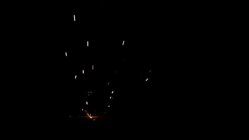 Welding Ceiling, sparks and fire effect, hot sparks, hot gold particles, welding drops, isolated over black background and can be used as alpha
