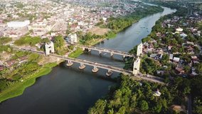Aerial Videography. View Drone of rivers and bridges
