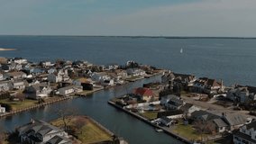  Babylon Long Island New York over the Water houses canal blue boat Great South Bay Sunny