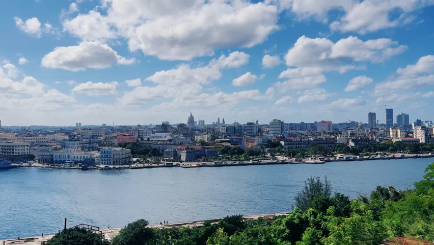 The famous building of the National Capitol. HAVANA - DECEMBER 20, 2023: The Old City of Havana with the Capitol in the distance. Wide view of El Capitolio from the observation deck