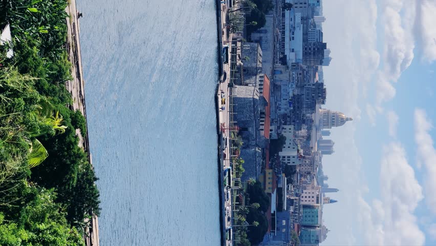 The famous building of the National Capitol. HAVANA - DECEMBER 20, 2023: The Old City of Havana with the Capitol in the distance. Wide view of El Capitolio from the observation deck