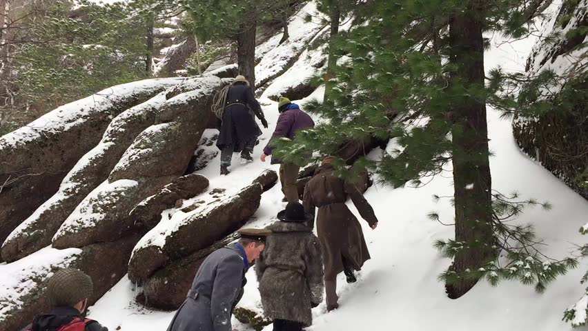 the soldiers are on the snow

