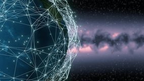 Globe rotate in space with glowing Global Network - Powered by Shutterstock - Get 15% off with code: PIKWIZARD15