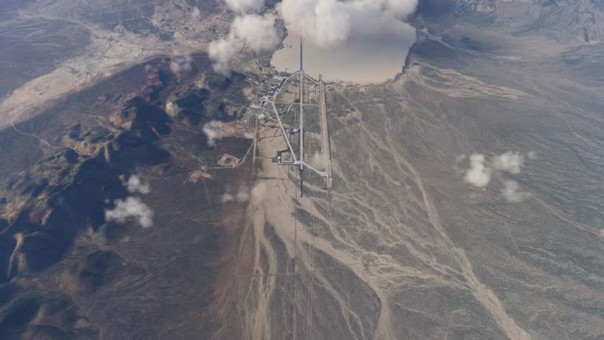 3D - Top aerial drone view of Area 51 in Nevada. United States