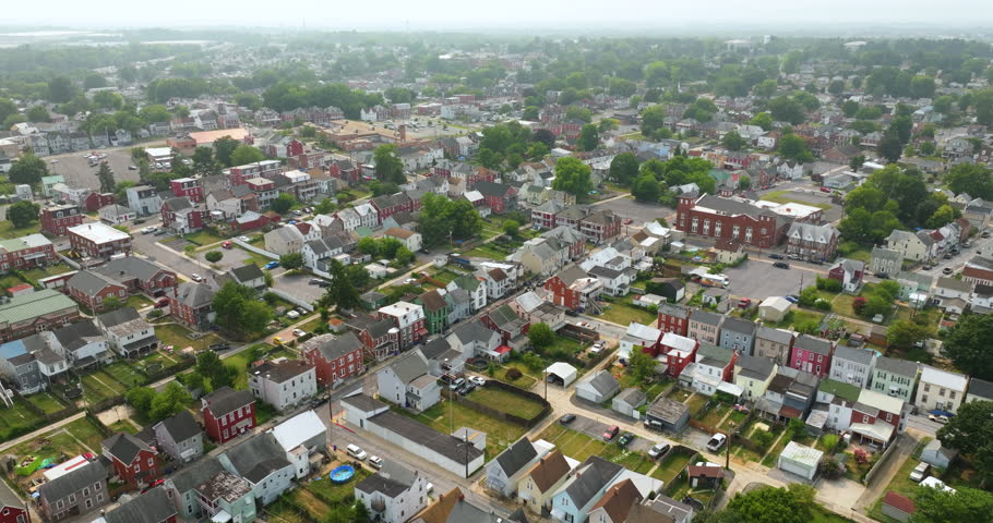 Hagerstown, historic city in Maryland with old historical architecture. USA panoramic townscape