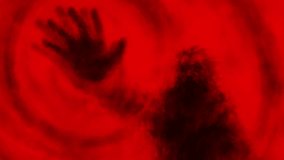 Journey to bardo. Man crosses border. On other side reality. Blazing spirit world. Animation in horror fantasy genre. Burning abyss. Faith and religion. Mystical video clip. Red and black background. - Powered by Shutterstock - Get 15% off with code: PIKWIZARD15