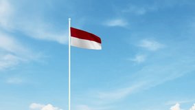 Flag of INDONESIA waving in the sky, INDONESIA flag video, waving in the sky, Highly detailed, very smooth animation, National flag, government, politics, country flag,