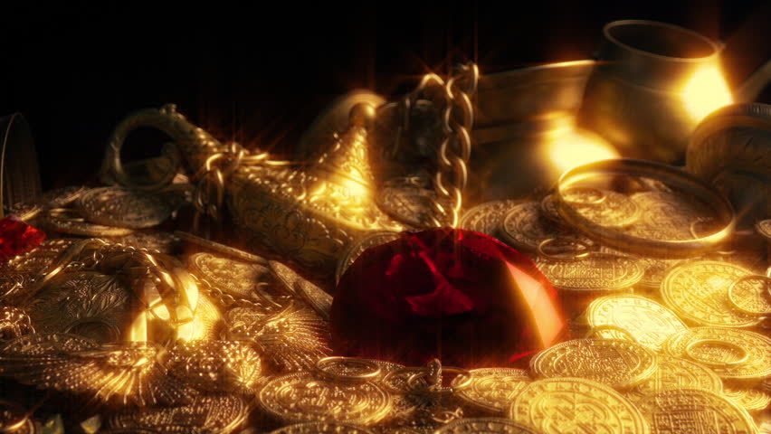 Large Red Diamond In Gold Treasure Hoard