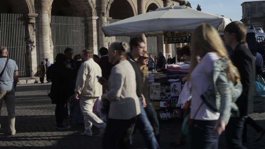 ROME - CIRCA MAY 2012: Souvenir stand outside the Colosseum