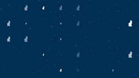 Template animation of evenly spaced cat symbols of different sizes and opacity. Animation of transparency and size. Seamless looped 4k animation on dark blue background with stars - Powered by Shutterstock - Get 15% off with code: PIKWIZARD15
