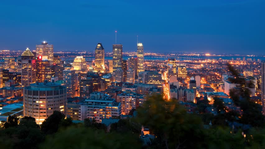 Montreal, Quebec, Canada, aerial panoramic view of office buildings in the financial district
