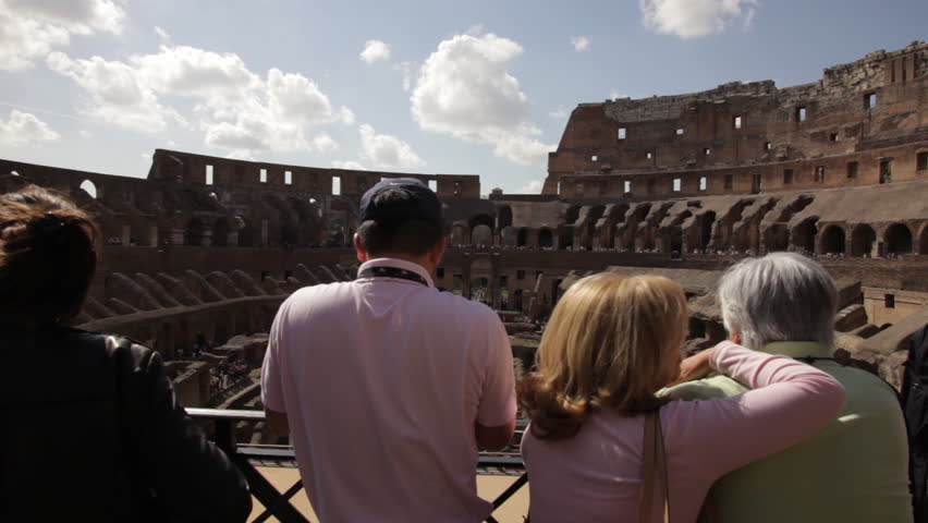 ROME - CIRCA MAY 2012: Tourists gazing from balcony to the bottom of the