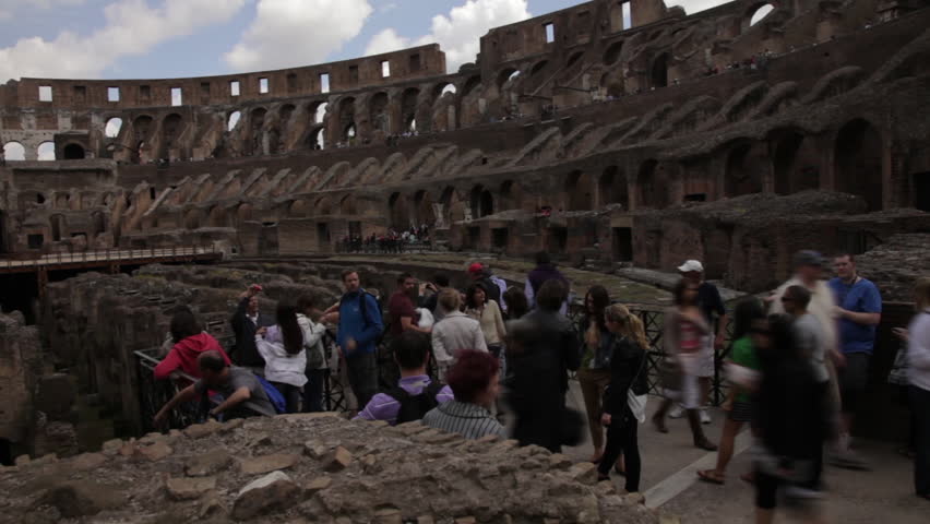 ROME - CIRCA MAY 2012: People looking around inside the Colosseum