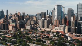 Sunny Brooklyn, Aerial View Shot of New York City NY, NYC, United States, day