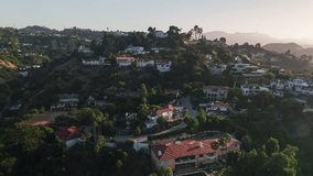 Hollywood Hills, Aerial View Shot of Los Angeles, Hollywood LA CA, L.A. California US