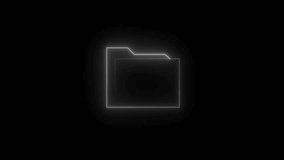 line Document folder icon isolated on black background. Accounting binder symbol. Bookkeeping management. 4K Video motion graphic animation.