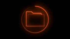 line Document folder icon isolated on black background. Accounting binder symbol. Bookkeeping management. 4K Video motion graphic animation.