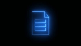 line File document icon isolated on black background. Checklist icon. Business concept. 4K Video motion graphic animation.