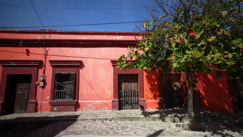 Old buildings in the old town of San Antonio in La Paz Municipality in the Mexican state of Baja California Sur, located near El Triunfo