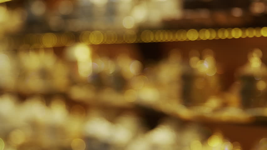 Shelves with Shiny Vessels and Serve Ware