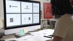 Asian Graphic designer working in office. Designing logo Artist Creative Designer Illustrator Graphic Skill Concept. - Powered by Shutterstock - Get 15% off with code: PIKWIZARD15