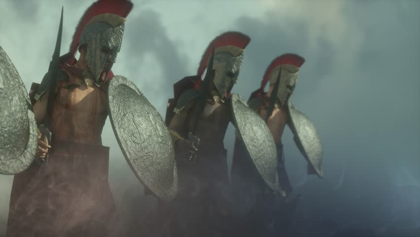 big greek spartans warriors army 3d render