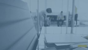 Animation of financial data processing and diverse business people in office. Global finance, business, connections, computing and data processing concept digitally generated video. - Powered by Shutterstock - Get 15% off with code: PIKWIZARD15