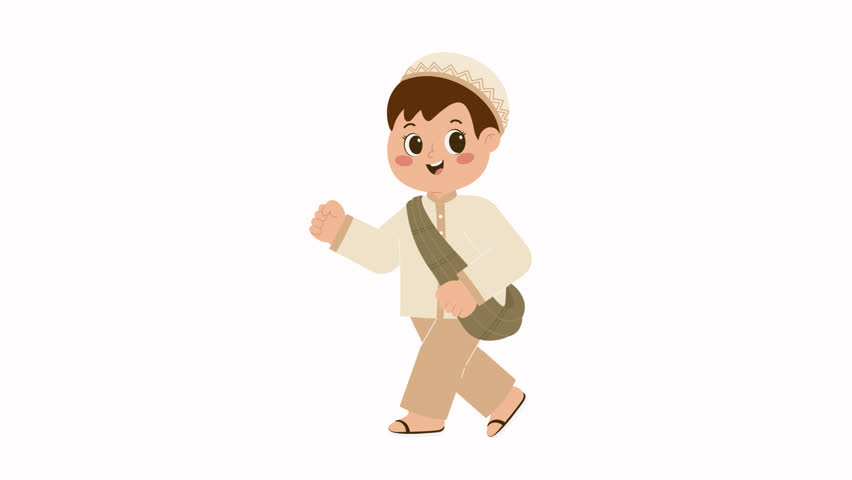 Muslim Boy Going To Mosque Animation