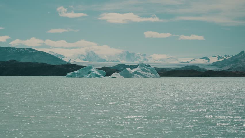 Lago Argentino With Icebergs In Patagonia, Argentina. wide shot Royalty-Free Stock Footage #3463009255