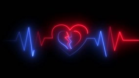 Neon heartbeat and pulse animation background.