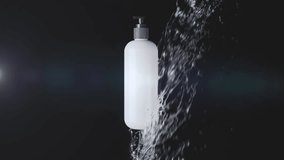 Slow motion Closeup bottle cosmetics splashing with water liquid slow motion on black Blackground. 3D animation	
 - Powered by Shutterstock - Get 15% off with code: PIKWIZARD15