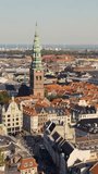 Cityscape of Copenhagen, the capital of Denmark. Vertical video