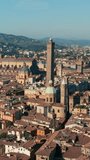 Aerial view of Bologna. Historic capital of the Emilia-Romagna region. Vertical video