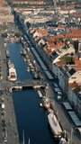 Aerial view of Copenhagen in the morning. Vertical video