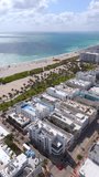 Slow motion aerial Miami Beach hotels 4k vertical