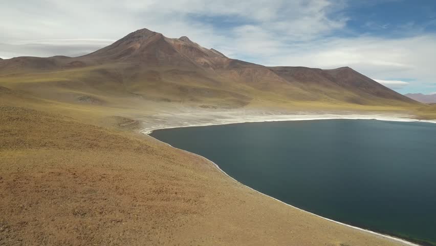 Aerial view of a salt lake in the Atacama Desert in Chile