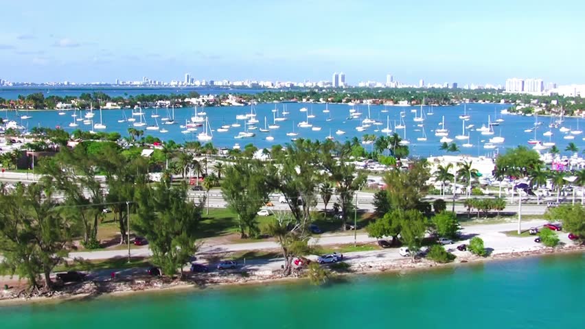 MacArthur Causeway aerial view on Miami Beach Royalty-Free Stock Footage #3463334557