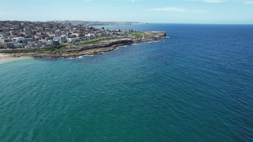 Aerial Views of Marouba Beach and Malabar Head National Park in Eastern Sydney.