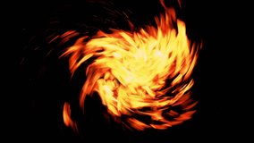Vertical video. Fire swirl. Flame vortex. Bright yellow orange red color light burning hot blaze spin motion on black dark night abstract background. - Powered by Shutterstock - Get 15% off with code: PIKWIZARD15