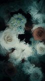Vertical video - abstract floral motion background animation in the style of a dark decadent watercolor painting.	