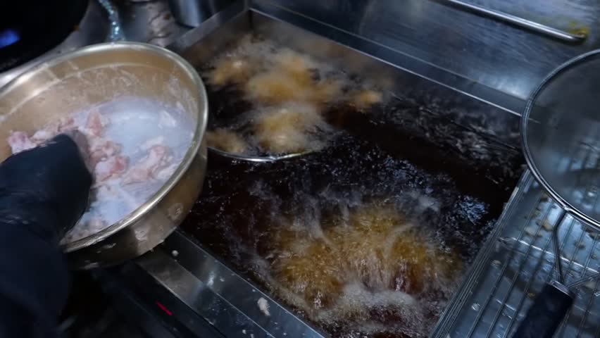 Ganghwa turnip sweet and sour pork made with turnip greens piled on top of sweet and sour rice crispy fried in oil