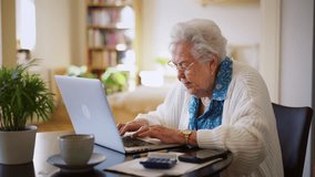 Senior woman reading notification about increased healthcare costs, bad medical test results, high utility bill. Elderly woman working on laptop, shopping online, risk of frauds and hoax for elderly - Powered by Shutterstock - Get 15% off with code: PIKWIZARD15