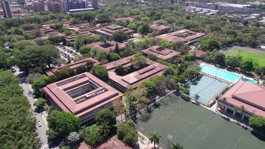 Aerial View, University of Antioquia Campus, Medellin Colombia, Buildings and Parks, Drone Shot