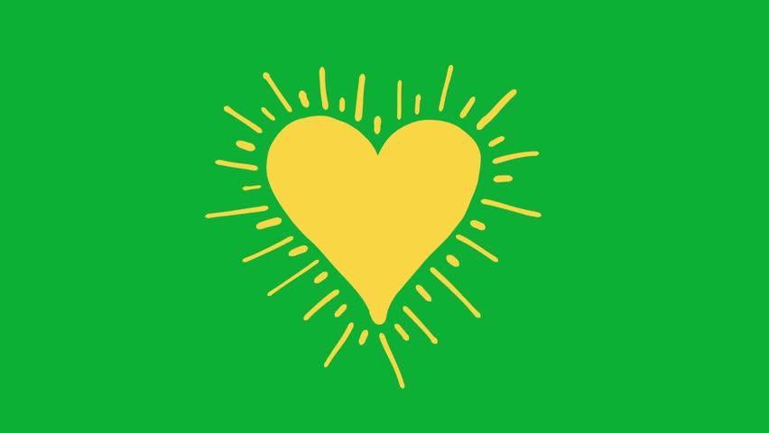 Animated Hand drawn cute heart Doodle Heart animation Isolated on Chroma in retro vintage style Valentine's Day or Love Concept. 4k Heart Sketch Design. Yellow Heart Social Media Gif sticker Design. - Powered by Shutterstock - Get 15% off with code: PIKWIZARD15