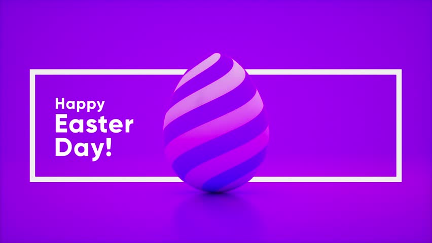 happy easter day on purple background. space for logo or text available on right side of animation Royalty-Free Stock Footage #3463783375