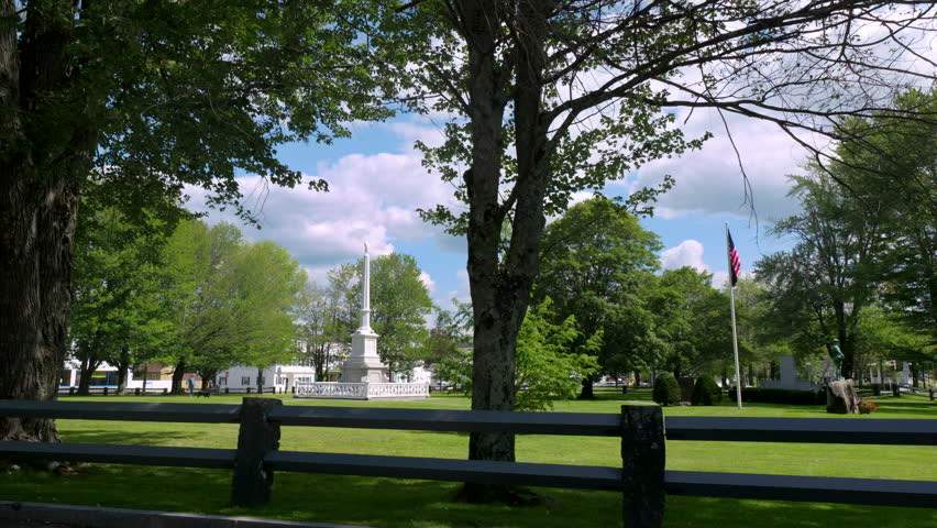 City park in classic New England small town
